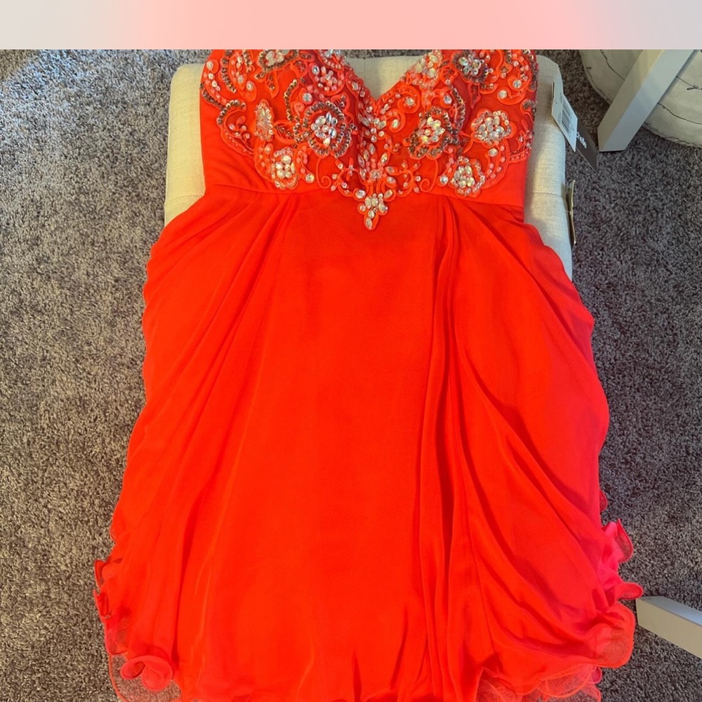 JCPenney Strapless Red Dress with Embellished Bodice